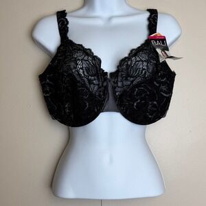 Bali Lace Desire Lined Support Underwire Bra Black 40DD 6543